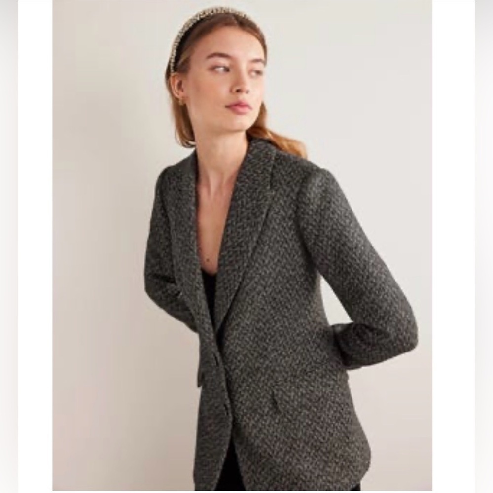 Boden Herringbone Relaxed Blazer Size 8 - Picture 3 of 12